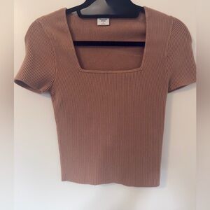 Abercrombie & Fitch Ribbed Square Neck Tan Top